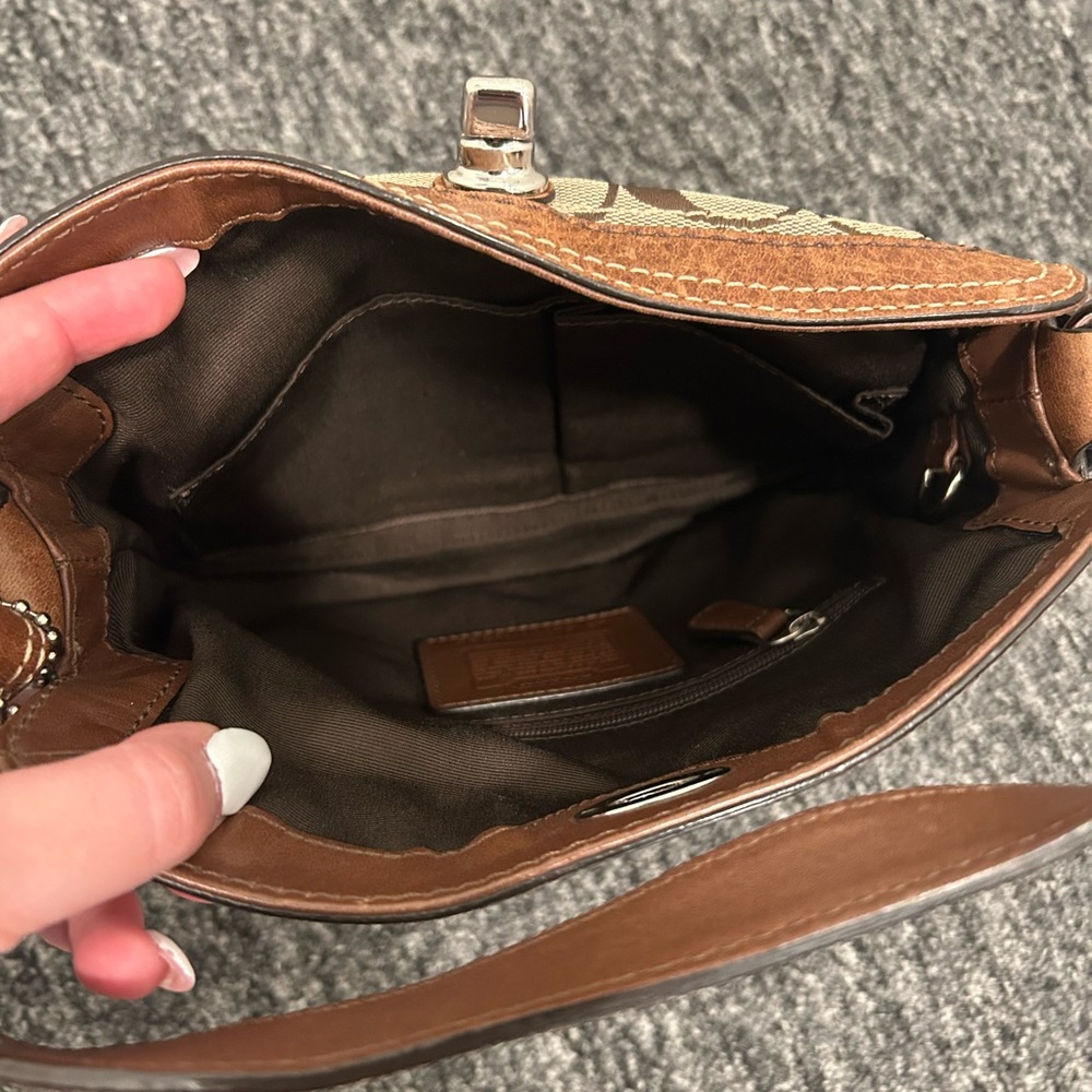 Coach Signature Brown and Tan Shoulder Bag - Picture 2 of 2